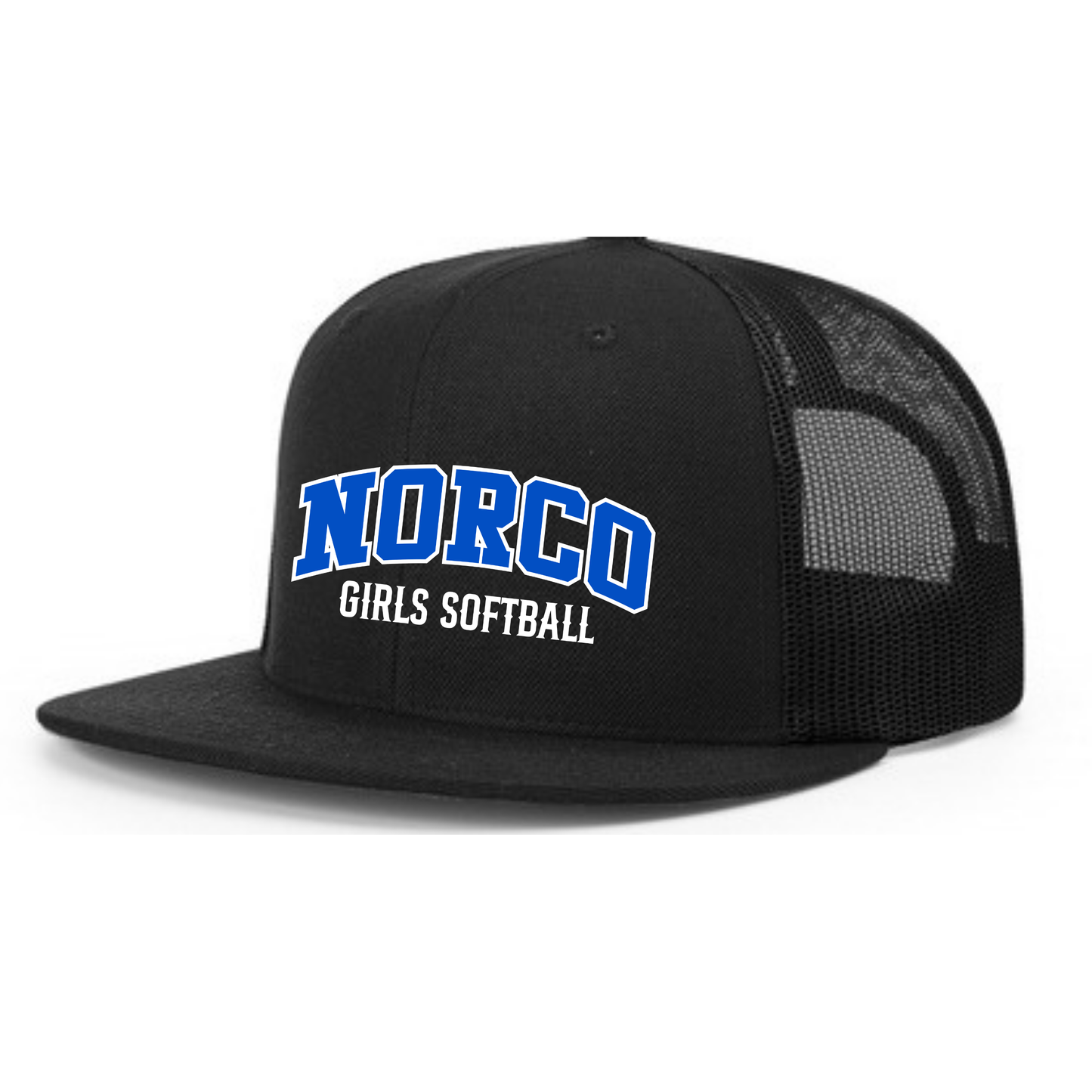 Black Trucker Flat Bill Hat
