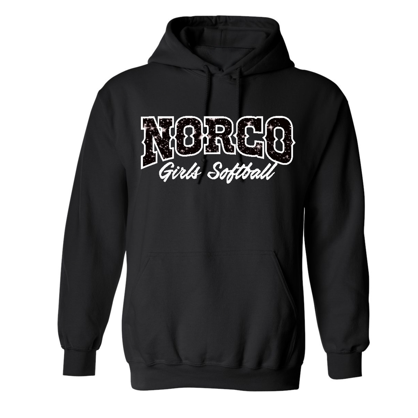 Black Glitter Embroidered Fleece Hoodie