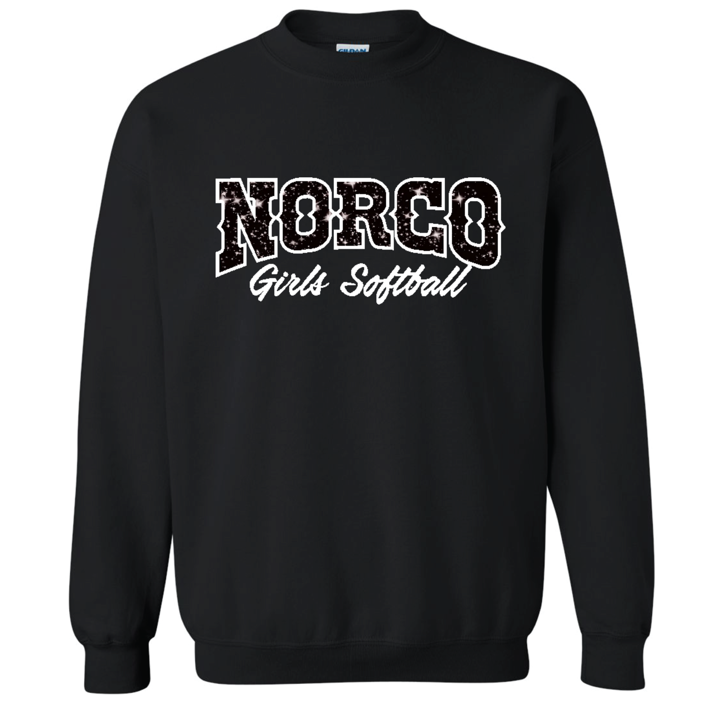 Black Glitter Embroidered Fleece Crew