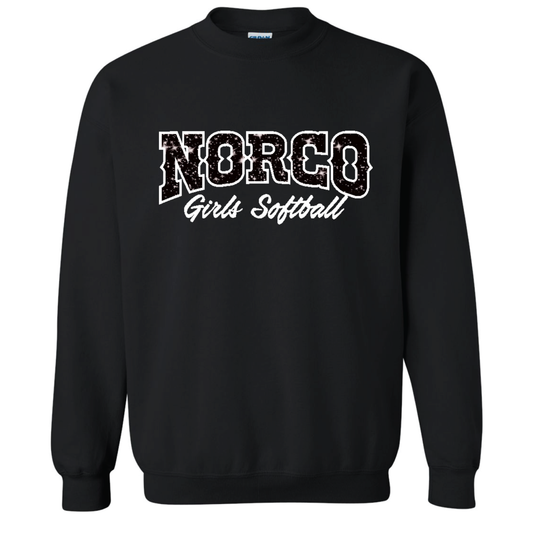 Black Glitter Embroidered Fleece Crew