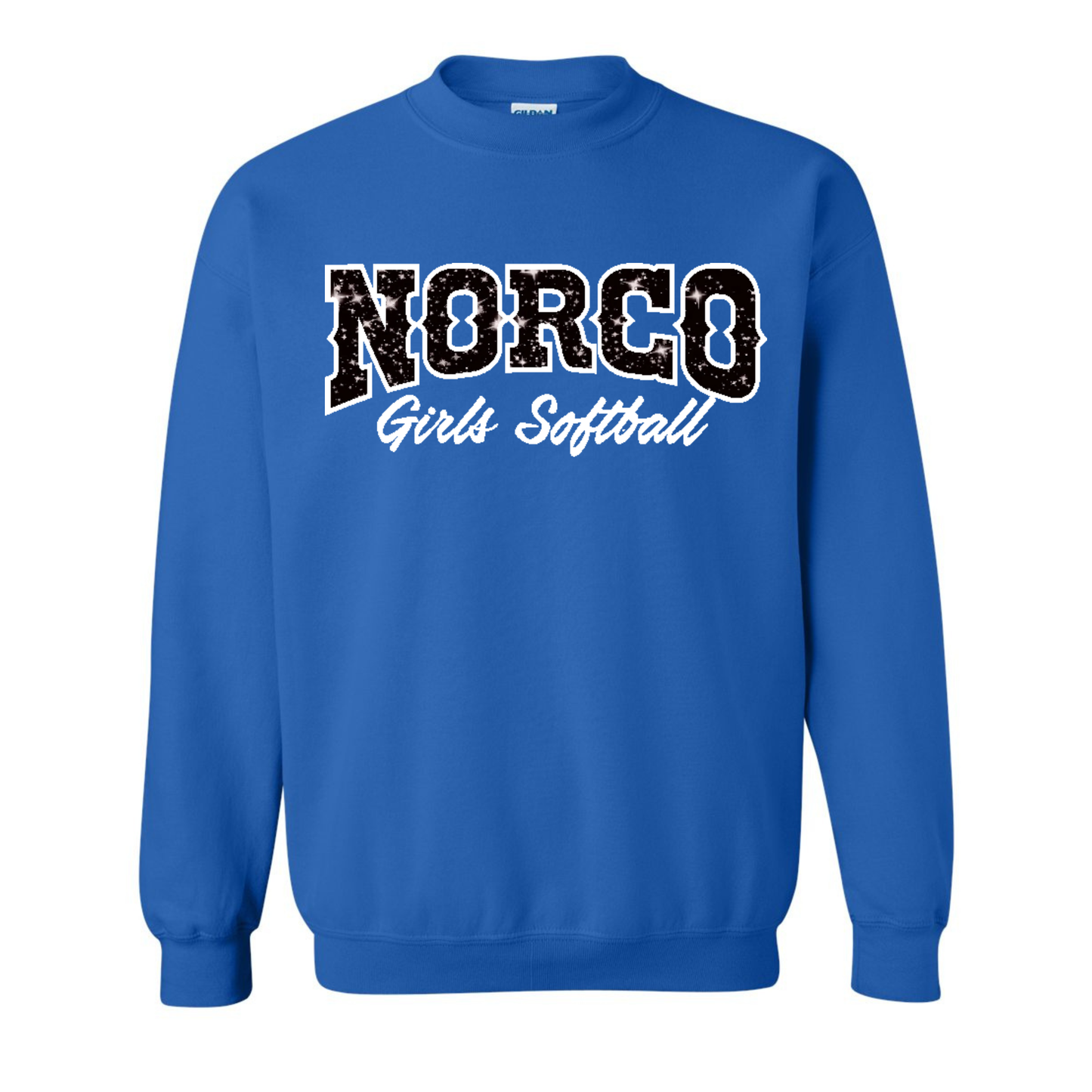 Black Glitter Embroidered Fleece Crew