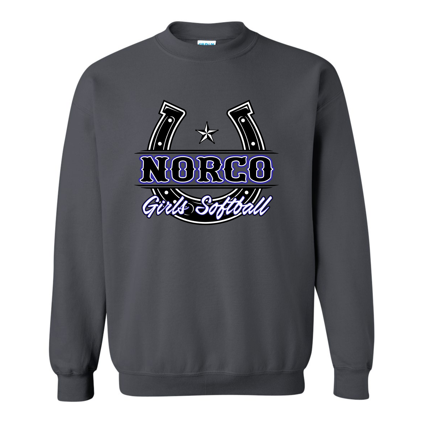 Black Horseshoe Fleece Crew Sweatshirt