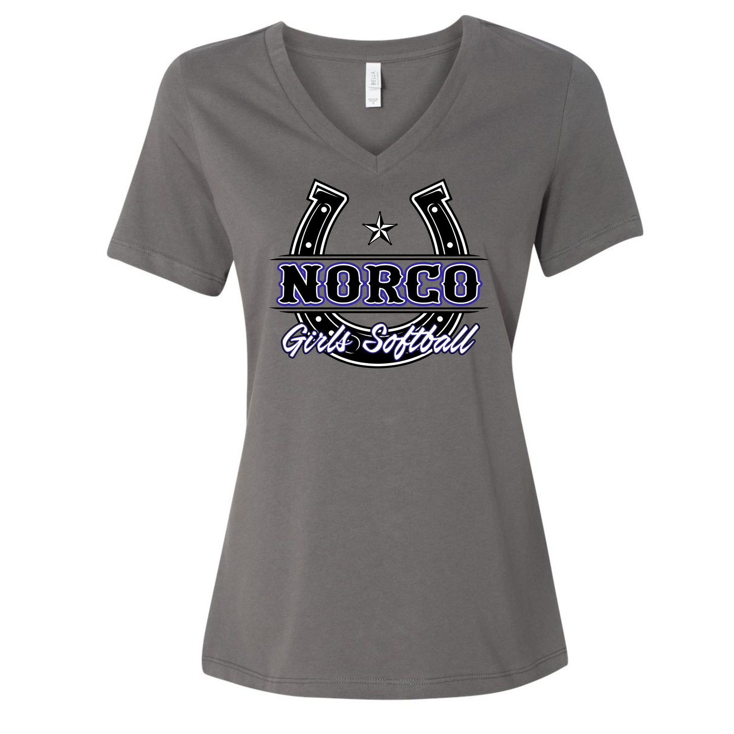 Black Horseshoe Ladies V-Neck