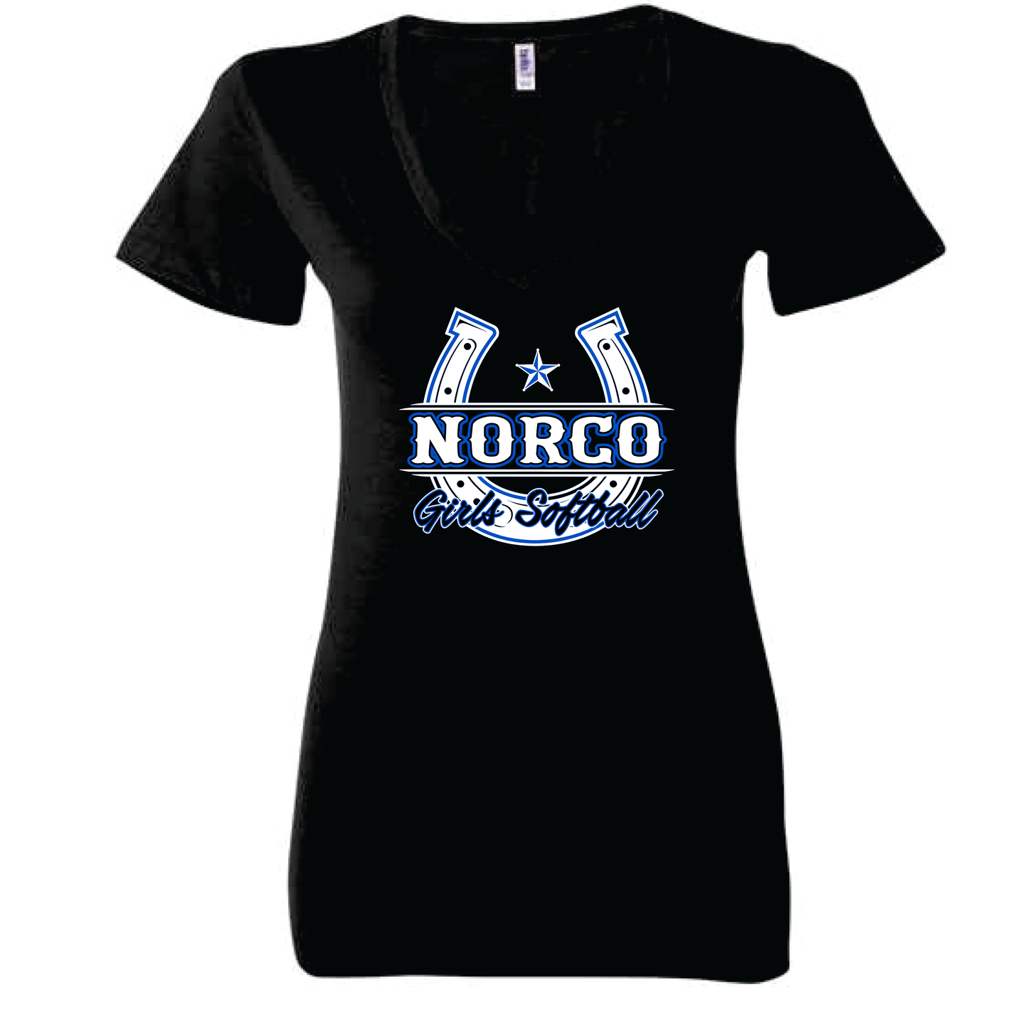 White Horseshoe Ladies V-Neck