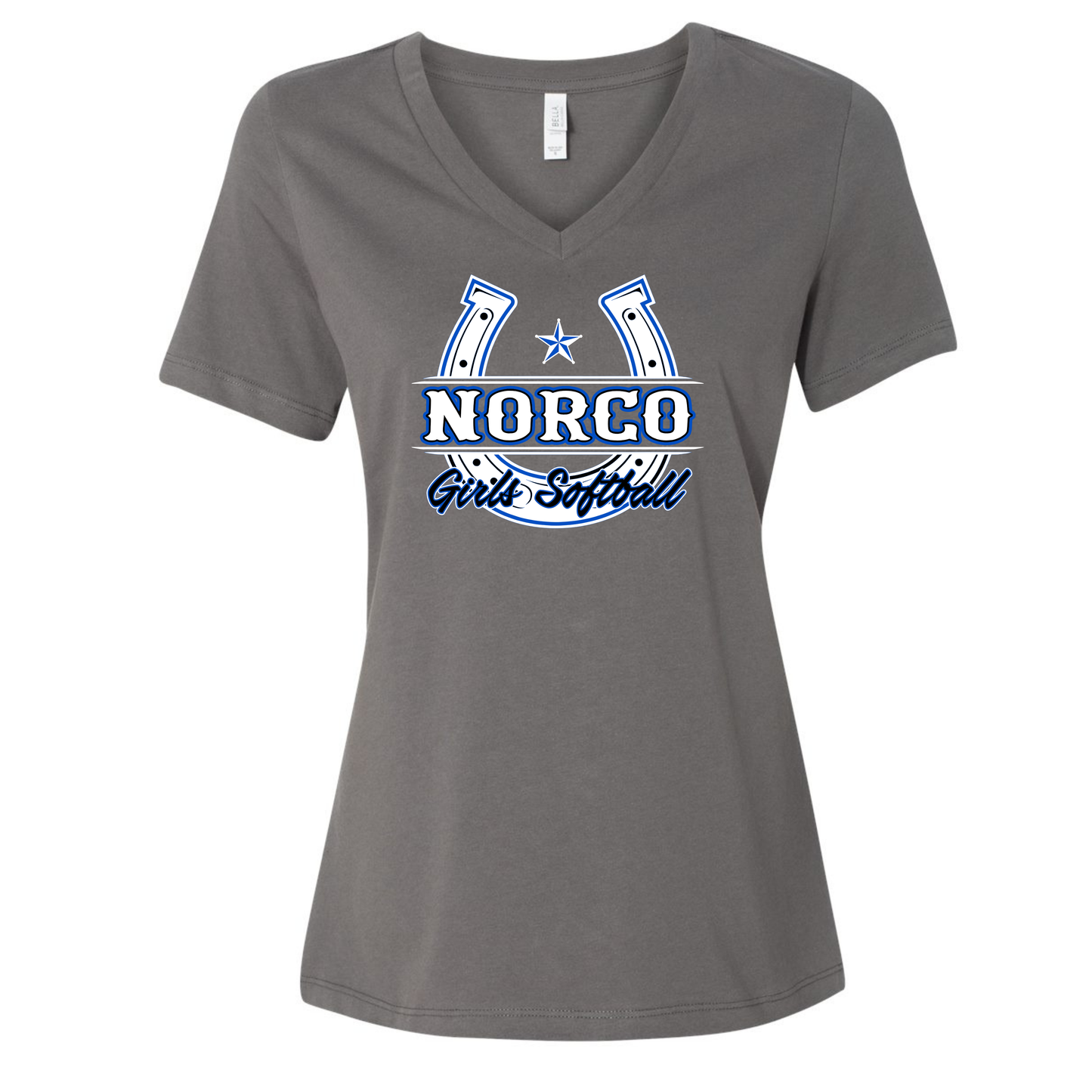 White Horseshoe Ladies V-Neck