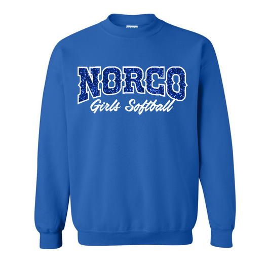 Royal Glitter Embroidered Fleece Crew